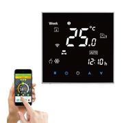 Qiumi Termostato WiFi per riscaldamento di caldaie a gas/acqua funziona con Alexa Google Home Nero pannello, Bianco Caratteri(Luminosità regolabile) Dry Contact 5A 95~240V AC