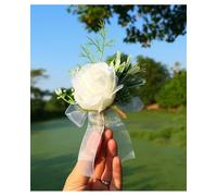 QIUMING 1 Pezzo di Fiore all'occhiello e Corsage per la Vita delle Damigelle d'Onore | Decorazione Floreale in Seta Bianca, Accessori Floreali Finti per Matrimoni
