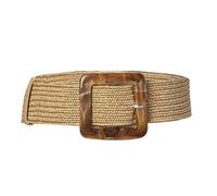 QIUMING 1 Pz Cintura Donna Paglia Casual Cintura Ultra Larga Donna Intrecciata Fibbia in Legno Intagliato Vintage Cintura Elastica Decorazione Abito Camicia Sigillo in Vita