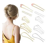 QIUMING 10PCS Metallo donna pettini laterali capelli Épingle à Chignon 4 Denti Forcine Capelli Forma U Lega Forcella Capelli Pettini Laterali Forcina U Forma Per Donne E Ragazze (Argento + Oro)
