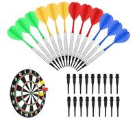 QIUMING 12 freccette professionali da 14 g, con 36 freccette in plastica con punta in plastica, accessori per giovani e anziani, per attività interne (rosso, blu, verde, giallo)
