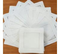 QIUMING 12 Pezzi tovaglioli di Lino tovagliolo con Orlo a Giorno tovaglioli di Lino Naturale tovaglioli da tavola per Feste di Matrimonio