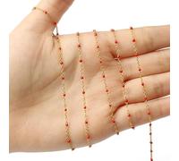 QIUMING 2 m/Lotto Avvolto Fili del Rosario in Acciaio Inox Cavo dello Smalto Placcato Oro Catena di Perline di Collegamento per Monili Che Fanno Braccialetti Collana Fai da Te