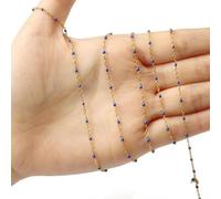 QIUMING 2 m/Lotto Avvolto Fili del Rosario in Acciaio Inox Cavo dello Smalto Placcato Oro Catena di Perline di Collegamento per Monili Che Fanno Braccialetti Collana Fai da Te