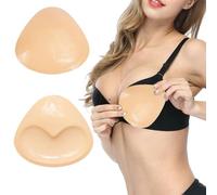 QIUMING 2 Pezzi Cuscinetti autoadesivi per Reggiseni Imbottiture Autoadesive Reggiseno Adhesive Push Up Pads Imbottitura Reggiseno Self-Adhensive per Costume da Bagno e Bikini (Beige)