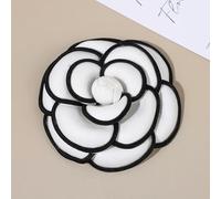 QIUMING 2 Pezzi Spille a Forma di Fiore di Camelia in Tessuto Bianco e Nero per Donna, Spille a Forma di Rosa di Grandi Dimensioni, Accessori per Camicie e Abiti alla Moda