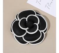 QIUMING 2 Pezzi Spille a Forma di Fiore di Camelia in Tessuto Bianco e Nero per Donna, Spille a Forma di Rosa di Grandi Dimensioni, Accessori per Camicie e Abiti alla Moda