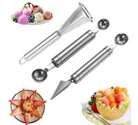 QIUMING 3 Pezzi Scavino da Cucina per Frutta Strumento per Intagliare la Frutta Frutta Cucchiaio Per Palline di Melone misurini per melone Fruit Carving Knife per Casa Cucina Ristorante (3)