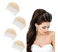 QIUMING 4 pezzi Inserti a Spugna con Pettine Invisible Fluffy Hair Clip Cuscinetti Invisibili Per Capelli Bump Up Pettine Clip Bun Hair per Le Donne Ragazze acconciature fai da te (Beige)