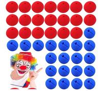 QIUMING 40 Pezzi naso da pagliaccio rosso naso rosso clown Naso da clown di schiuma nasi da Clown Naso da pagliaccio Nasi da Clown Rossi per Puntelli del Partito, Circo, Halloween(rosso + blu)