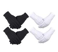 QIUMING 4Paia Guanti da Cerimonia Bianchi bianco Guanti da parata Guanti di Cotone Nylon Bianco Adulto di Spandex Guanti per la Polizia Formale Abito da Sera Formale Banchetti y Esaminando (A)