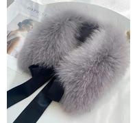 QIUMING Caldo Collo di Pelliccia di Volpe da Donna, Collo di Vera Pelliccia, Accessori per Abbigliamento Soffici alla Moda, Sciarpa di Pelliccia da Donna con Nastri