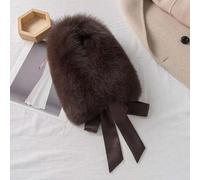 QIUMING Caldo Collo di Pelliccia di Volpe da Donna, Collo di Vera Pelliccia, Accessori per Abbigliamento Soffici alla Moda, Sciarpa di Pelliccia da Donna con Nastri