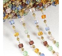 QIUMING Catena in Acciaio Inossidabile da 2 Metri, cubo Quadrato Nero, Perline di Cristallo, Catene per Collana, bracciali, Maglioni, creazione di Gioielli Fai da Te Fatti a Mano