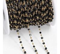 QIUMING Catena in Acciaio Inossidabile da 2 Metri, cubo Quadrato Nero, Perline di Cristallo, Catene per Collana, bracciali, Maglioni, creazione di Gioielli Fai da Te Fatti a Mano