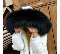 QIUMING Collo di Pelliccia da Donna, Collo di Pelliccia Vera, Sciarpe da Donna, Cappotto Invernale, Scialle, Pelliccia di Procione Naturale, Collo Dritto, Sciarpe, Scialle