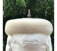 QIUMING Collo di Pelliccia soffice, Collo di Pelliccia di Volpe Naturale Vera, da Donna, con Strisce di Cappuccio, per Cappello, Sciarpa di Pelliccia autentica da Donna, Collo da Uomo