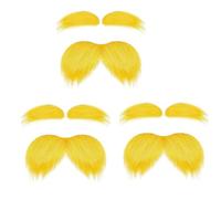 QIUMING False Baffi Divertenti Baffi Finti autoadesivi Baffi novità Autoadesivi Barbe Finte Autoadesive Baffi da incollare per Natale, Feste in Maschera, Carnevali e Feste di Compleanno (Giallo)