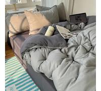 QIUMING Set di Biancheria da Letto in Cotone 4 Pezzi con Lenzuolo e Copripiumino in Tinta Unita, federe, Lenzuolo Singolo per Coppia, King Size, Queen Size, Matrimoniale, Singolo