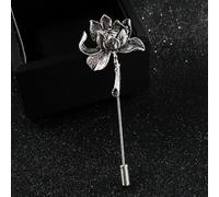 QIUMING Spilla a Forma di Fiore di Loto con personalità Antica, Spilla da Bavero per Camicia, Abito, Corpetto, Spille e Spille Lunghe per Accessori da Donna e da Uomo