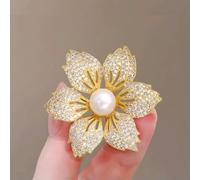 QIUMING Spille Bauhinia Color Oro con Perle, da Donna, con Fiori, per Abiti da Sposa, Accessori da Donna