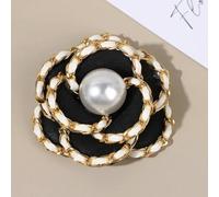 QIUMING Spille in Tessuto di Camelia e Perle per Donne, Eleganti Fiori, Spille da Bavero, Accessori per distintivi per Feste di Matrimonio