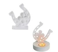 QIUMING Stampo per candelieri a ferro di cavallo con quadrifogli Stampi in Silicone Porta Candele Rotondo stampo 3D portacandele cuore con Base per decorazione della casa (ferro di cavallo)