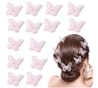 QIUMING toppe da ricamo a forma di farfalla Applicazioni in Pizzo di Organza Farfalla Doppio Strato Farfalla Toppe Ricamate per lavori fai da te, vestiti accessori per capelli(rosa)