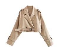 QIUNI Donne Primavera Autunno Moda Slim Giacca Ufficio Signora Semplice Casual Corto Dolce Solido Doppia Petto Giacca Cappotto Top