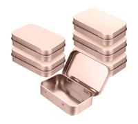 Qiuruoo 6 contenitori rettangolari di latta in metallo, con coperchio, per caramelle, biscotti, tè, orecchini (oro rosa)
