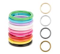 QIUTIMIY 15 Pezzi Scatto Molla Rotonda, O-Ring a Molla, Rotondi Con Moschettone A Scatto Per Portachiavi Adatto per la produzione artigianale di borse, portachiavi,portafogli(Multicolor,32mm)