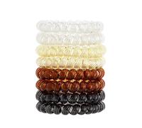 QIUTIMIY Elastici per capelli a spirale per coda di cavallo spessa, da donna, senza pieghe, con spirale in plastica (stile colorato 2)