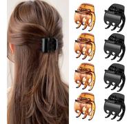 QIUTIMIY Fermagli medi da donna antiscivolo, 8 pezzi, 3,5 cm, in plastica nera e marrone, per artigli per capelli sottili/spessi, accessori per capelli corti (8 pezzi, stile 3)