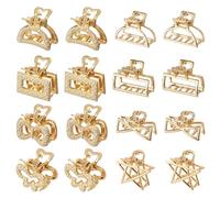 QIUTIMIY Mini fermagli per capelli da donna, 16 pezzi, 2,5 cm, in metallo dorato, piccoli, antiscivolo, per capelli spessi/sottili (16 pezzi, stile 10)