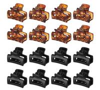 QIUTIMIY Piccoli fermagli per capelli per ragazze, 16 pezzi, 2,5 cm, in plastica nera e marrone, mini clip per donne, antiscivolo, per capelli sottili/spessi (16 pezzi, stile 4)