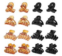 QIUTIMIY Piccoli fermagli per capelli per ragazze, 16 pezzi, 4 stili, nero e marrone, in plastica, mini fermagli per capelli antiscivolo, per capelli sottili/spessi (16 pezzi, stile 5)