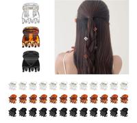 QIUTIMIY Piccoli fermagli per capelli per ragazze, 36 pezzi, 1,5 cm, nero, marrone e trasparente, mini fermagli per capelli da donna, antiscivolo, per capelli sottili/spessi (36 pezzi, stile 1)