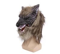 qiuxiaoaa Testa di Lupo Animale in Lattice di Halloween con Capelli in Maschera Feste in Costume Spaventoso Halloween Consegna Casuale