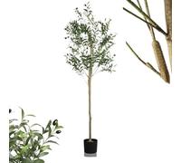 Qivine 180cm Olivo Pianta Artificiale, Piante Finte da Interno con Base e Tronco, Grandi Piante Artificiali da Interno, Decorazioni Casa per Soggiorno, Camera da Letto, Ufficio