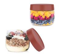Qivine 2 Pezzi Barattoli Vetro con Coperchio, 280ML Barattoli Cucina, Barattoli Vetro Ermetici, Risparmio di Spazio, Resistente Al Calore, per Conservare Pasta, Cereali, Caffè