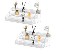 Qivine 2 Pezzi Espositore Acrilico a 3 Livelli, Porta Profumi Trasparente, Espositore Profumi con Viti e Cacciaviti, per Personaggi, Smalti per Unghie, Collezioni, Cosmetici, Artigianale