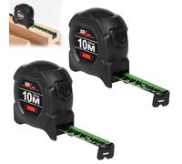 Qivine 2 Pezzi Metro a Nastro Autobloccante, 10M Metro a Nastro in Acciaio, Professionale per Misurazione Preciso, 25mm Flessometro Retrattile con Clip e Pulsanti Stop