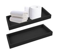 Qivine 2 Pezzi Vassoio da Bagno, Vassoio Portaoggetti Decorativo, Vassoio in Silicone Nero, Bathroom Tray per Soggiorno, Camera da Letto, Bagno e Lavello Della Cucina 20 x 10cm