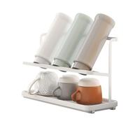 Qivine 2 Strati Scolabottiglie, Rimovibile Scola Borracce con Vassoio di Raccolta, Risparmio di Spazio Asciuga Scola Bottiglie per Bottiglie, Calici da Vino, Bicchieri e Tazze 29*11*21cm (Stile A)