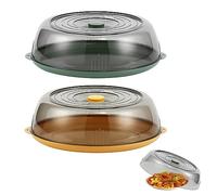 Qivine 2Pcs Coperchi Isolati per Alimenti, Campana Plastica Trasparente, Coperchi Isolati Impilabili per Alimenti, Design di Circolazione Completamente Chiuso, Accessorio da Tavolo, 28 * 28 * 9cm
