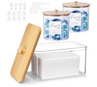 Qivine 3 Pezzi Dispenser Detersivo Lavatrice, Contenitore Detersivo Polvere con Coperchio, Dosatore Detersivo Lavatrice con Cucchiai e Etichette, Contenitori Quadrato per Detersivi Lavanderia