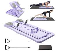 Qivine 4 in 1 Reformer Pilates, Pieghevole Pilates Board con Timer e Anello di Trazione, Antiscivolo Reformer Tavola Machine, Kit Roller Esercizi Addominali per Fitness, Workout, Casa