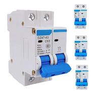 Qivine 4 Pezzi Interruttore Magnetotermico, DC 1000V 63A 2P Interruttore Automatico Miniaturizzato, Montaggio su Guida DIN, Interruttore di Sicurezza per Sistemi Fotovoltaici Solari