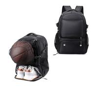 Qivine 40L Sacca Sportiva in Oxford, Zaino con Porta Scarpe, Grande Capienza Zaino Calcio con Rete Separato e Ganci, Molteplici Scomparti per Ciclismo, Sportivo, Alpinismo e Campeggio