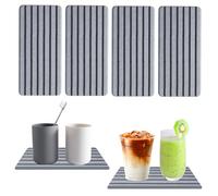 Qivine 4pcs Sottobicchieri in Terra di Diatomee Assorbenti, Vassoio in Pietra Assorbente per Bagno, Forte Assorbimento Dell'acqua, Portasapone Cucina per Cucina e Bagno (Grigio Scuro)